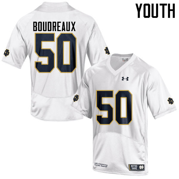 Youth NCAA Notre Dame Fighting Irish #50 Parker Boudreaux Stitched College Under Armour Authentic White Football Jersey UB10P88KM